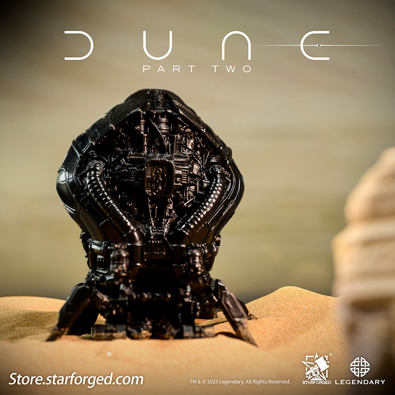 Baron Harkonnen is infamous for his ruthless cruelty and vile machinations. He amasses wealth through extortion, deceit, and betrayal, while maintaining his grip on power through torture, assassination, and slavery.
The Baron is obsessed with usurping House Corrino’s dominion, seeking to forge his own Harkonnen Empire. And on the desert planet of Arrakis, his forces plunder the planet’s precious "spice" with monstrous harvesting machines. The thunderous roar of their engines brings him limitless wealth and